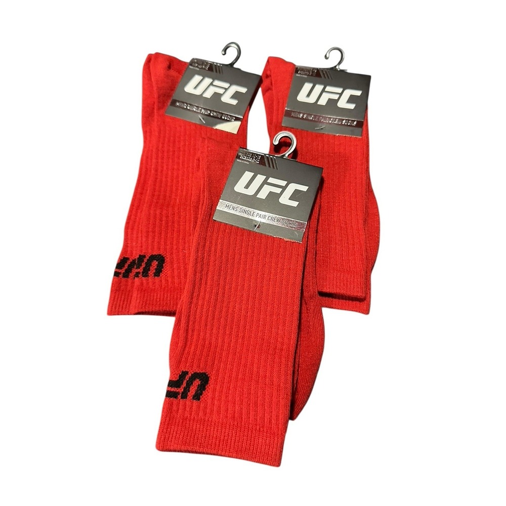 NEW adult novelty socks UFC mens red crew socks 3 pairs‎